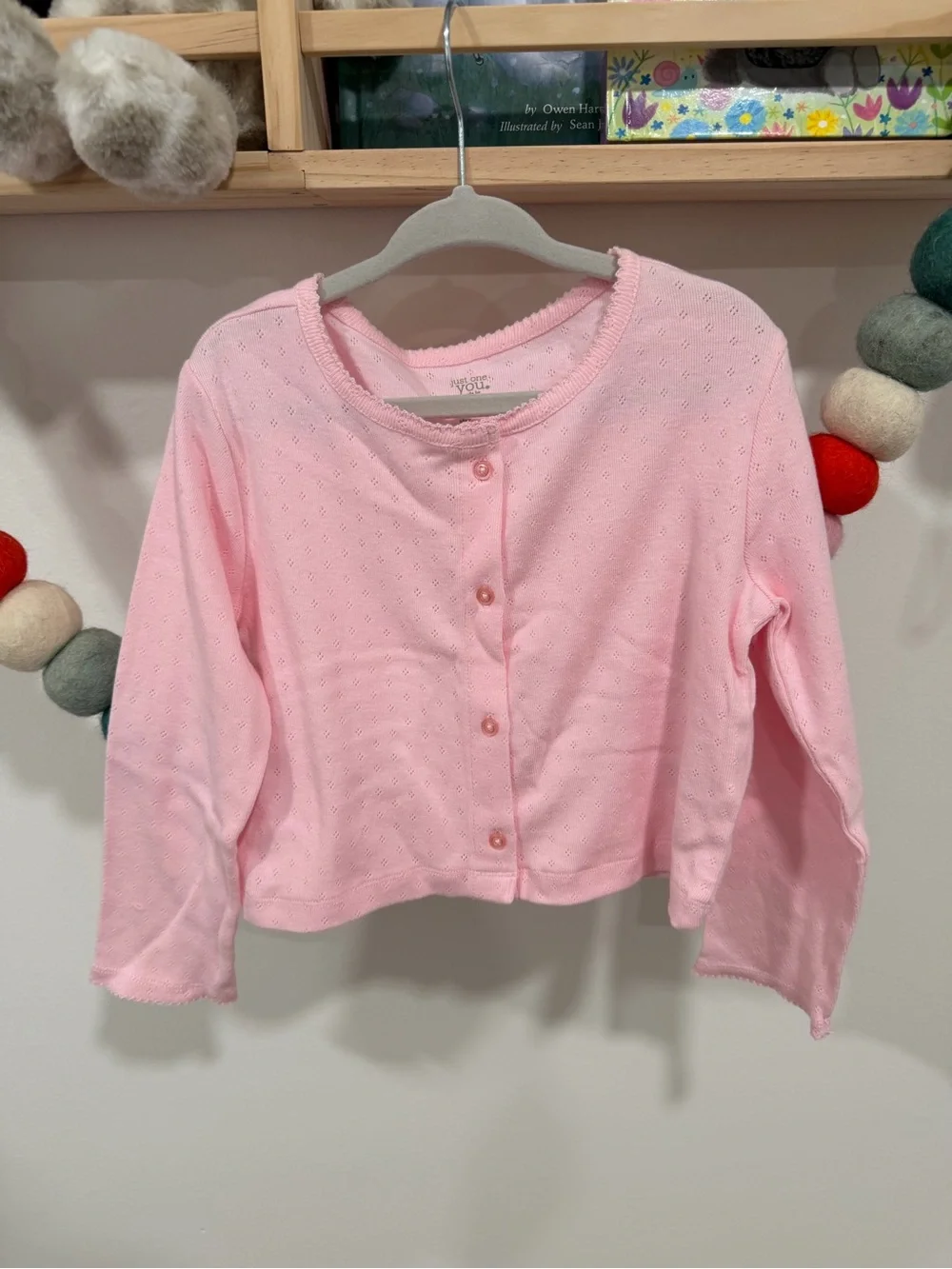 Carter's Light Pink Button-Front Long Sleeve Cardigan